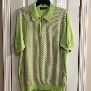 Peletti green textured zip polo size XL